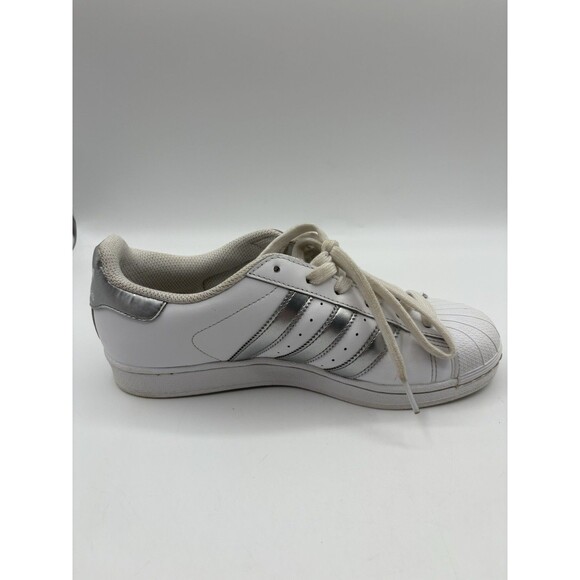 Adidas Superstar Women’s 8.5 White Silver 3-Stripes Shell Toe Sneakers AQ3091 - Picture 7 of 13